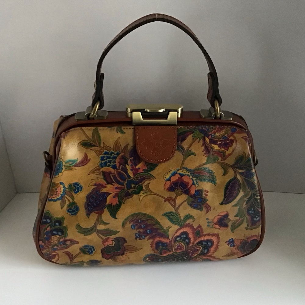Patricia Nash Gracchi French Tapestry Bag Handbag Crossbody Brown Leather
